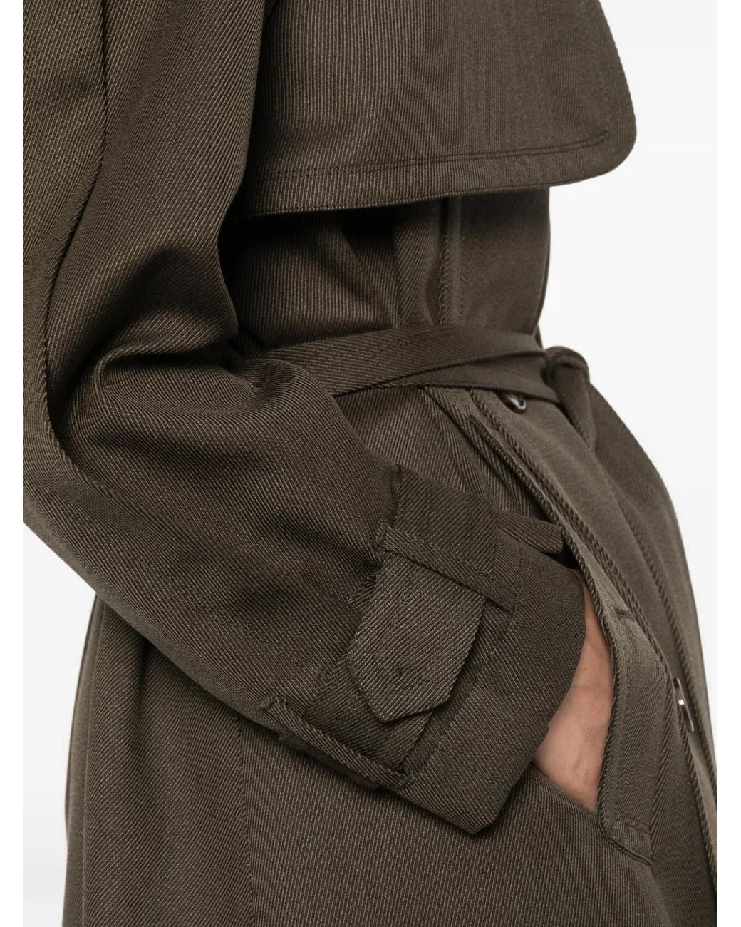 Victoria Beckham Green Double-Breasted Belted Trench Coat