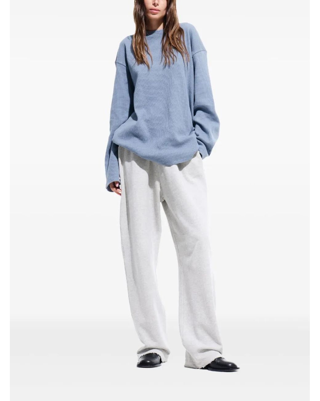 Mainless Blue Waffle-Knit Sweater