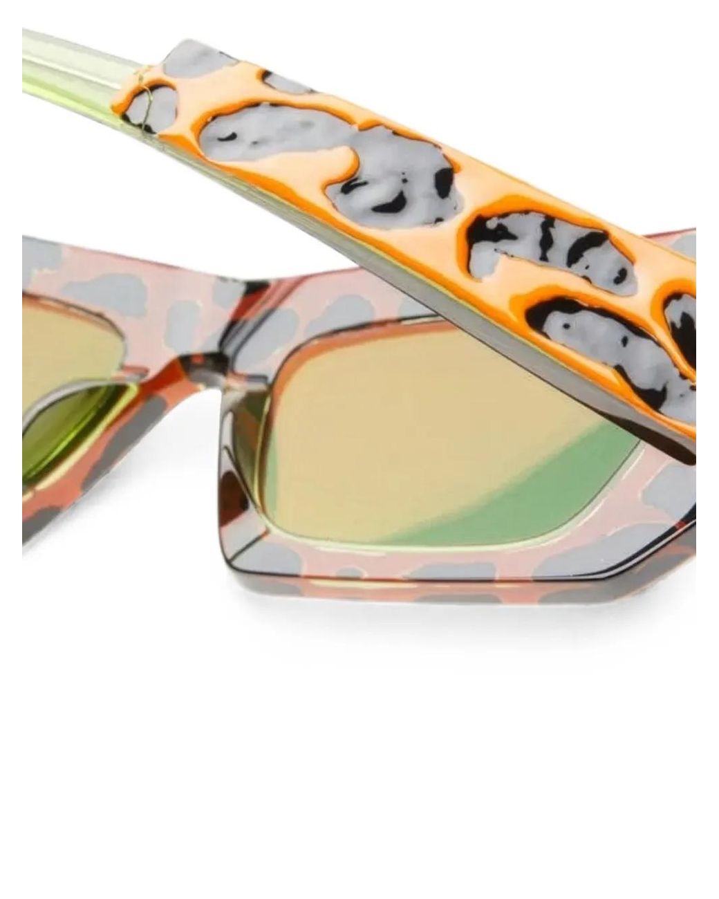 Kuboraum Green Leopard-Print Rectangle-Frame Sunglasses for men