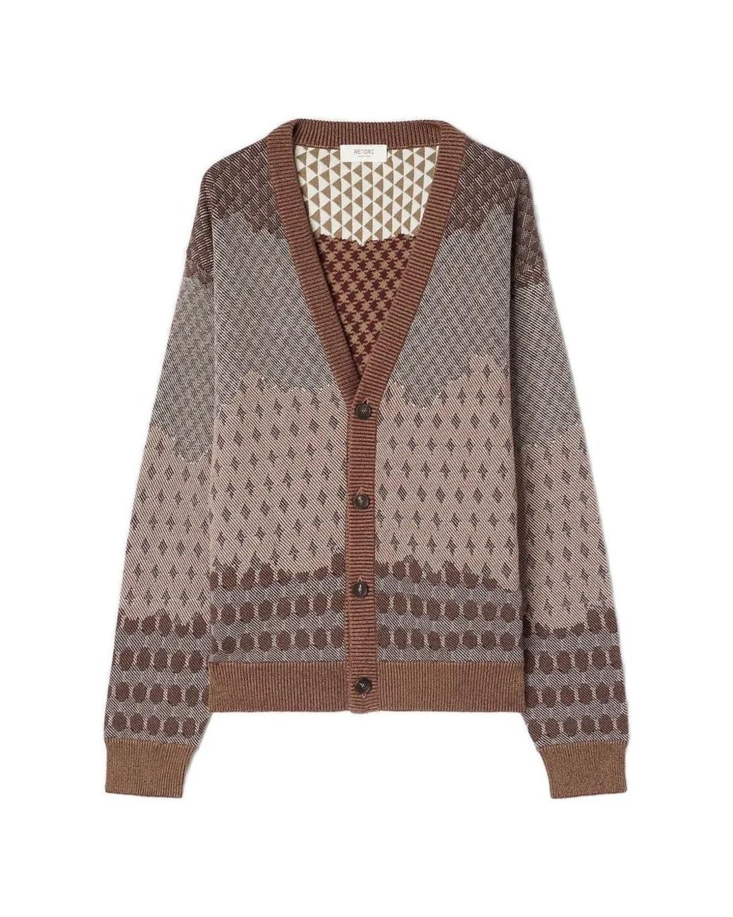 RETORI Brown V-Neck Cardigan for men