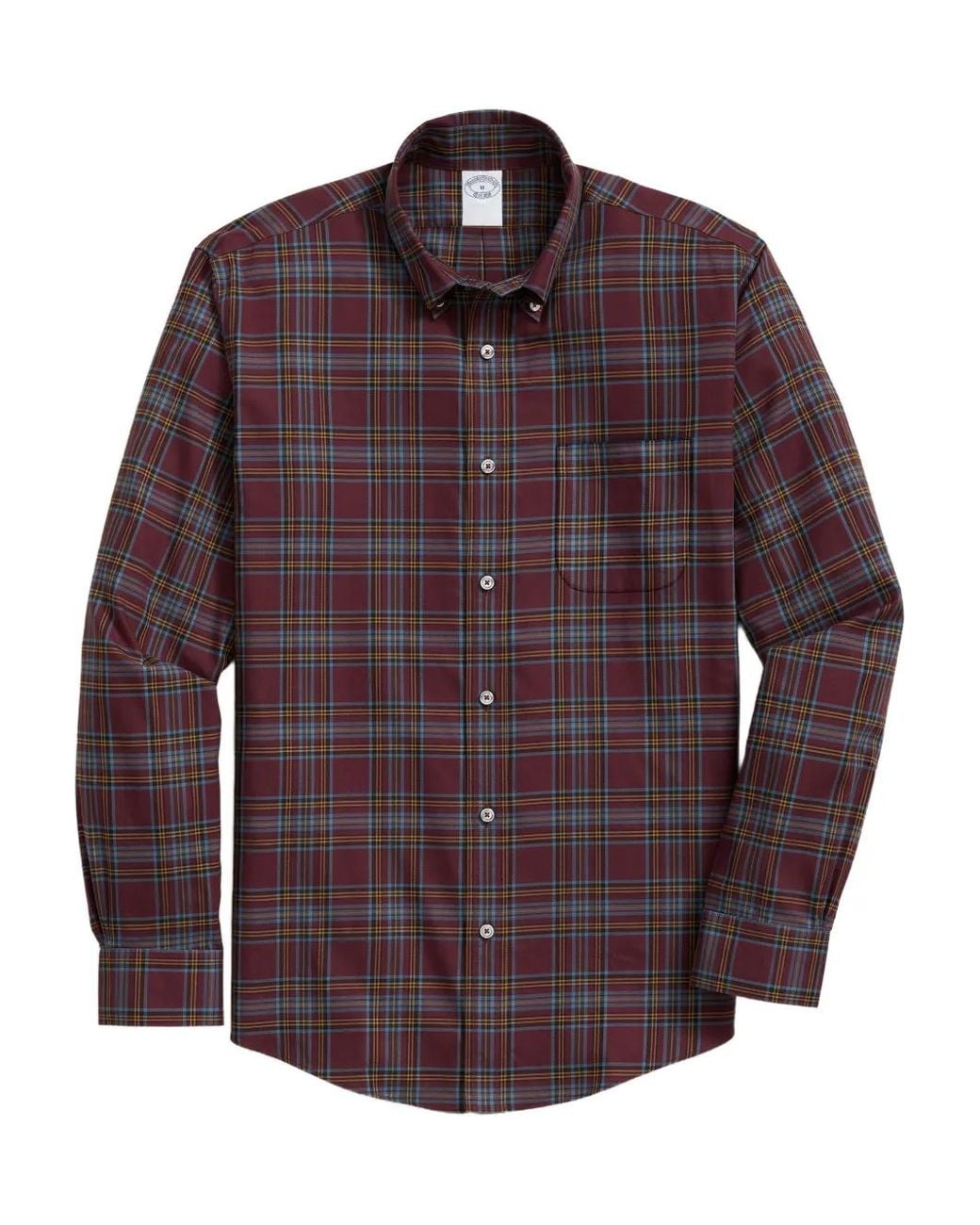 Brooks Brothers Purple Plaid-Patterned Button-Down Shirt for men