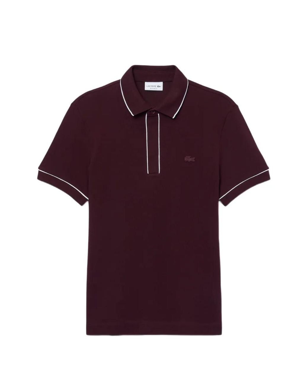 Lacoste Purple Paris Piped-Trim Piqué Polo Shirt for men