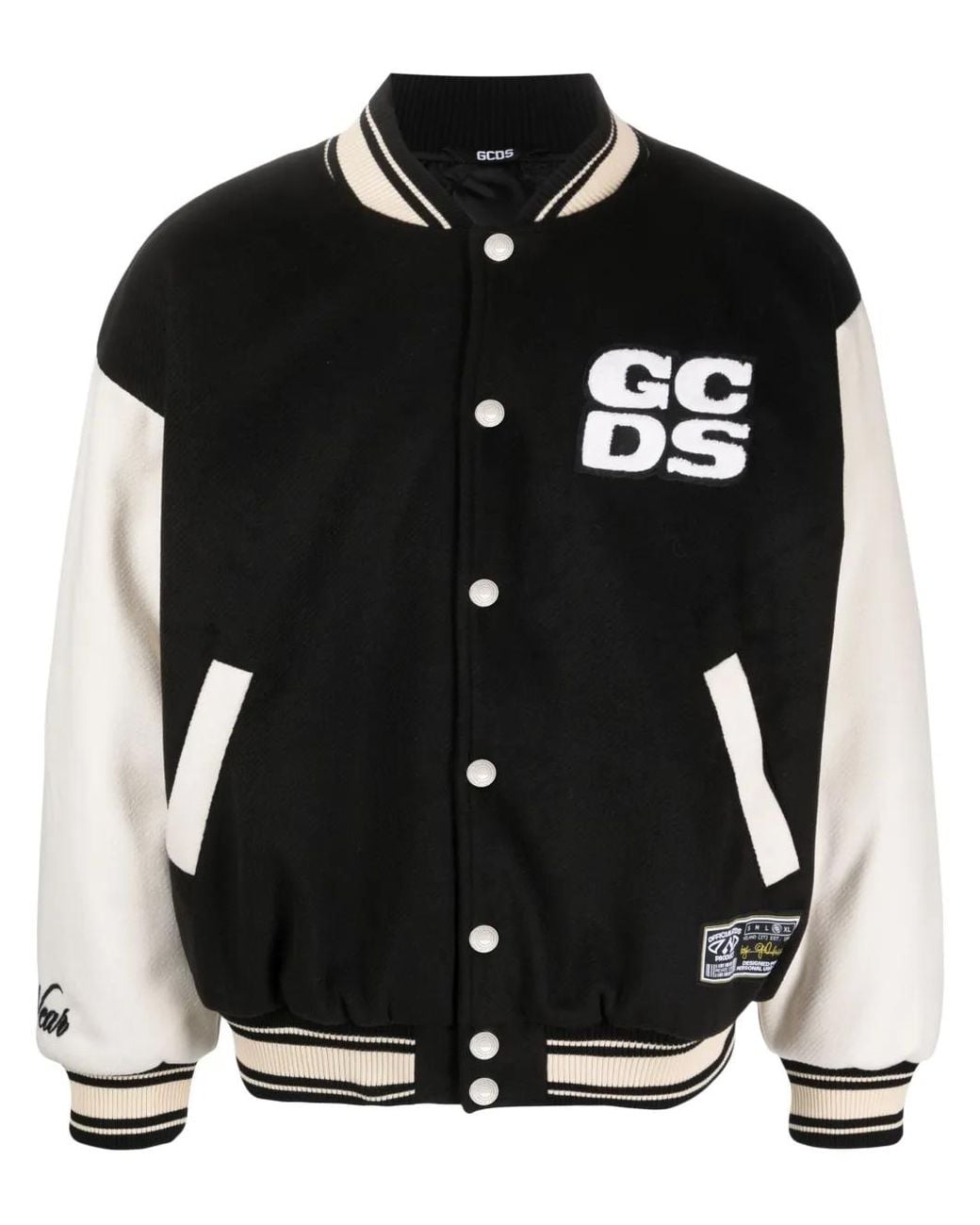 Gcds Black Two-Tone Logo-Patch Bomber Jacket for men