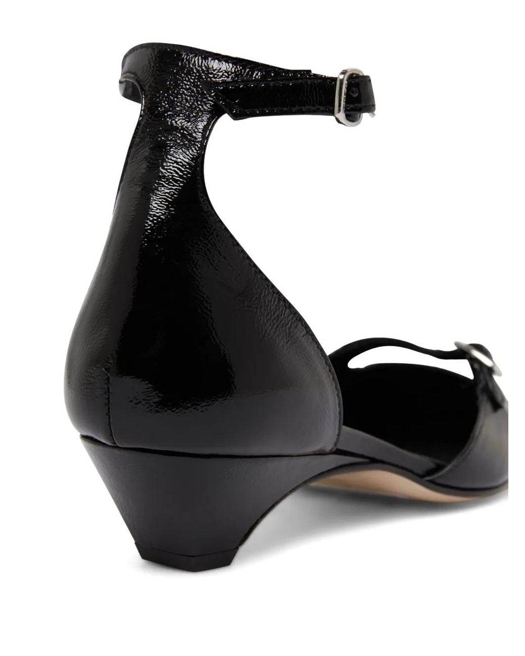 CAREL PARIS Black Emma Buckle-Strap Leather Ballet Flats