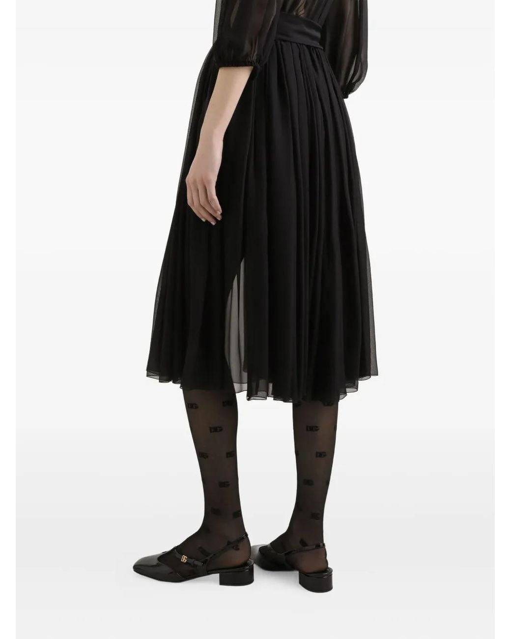 Dolce & Gabbana Black Midi Chiffon Dress