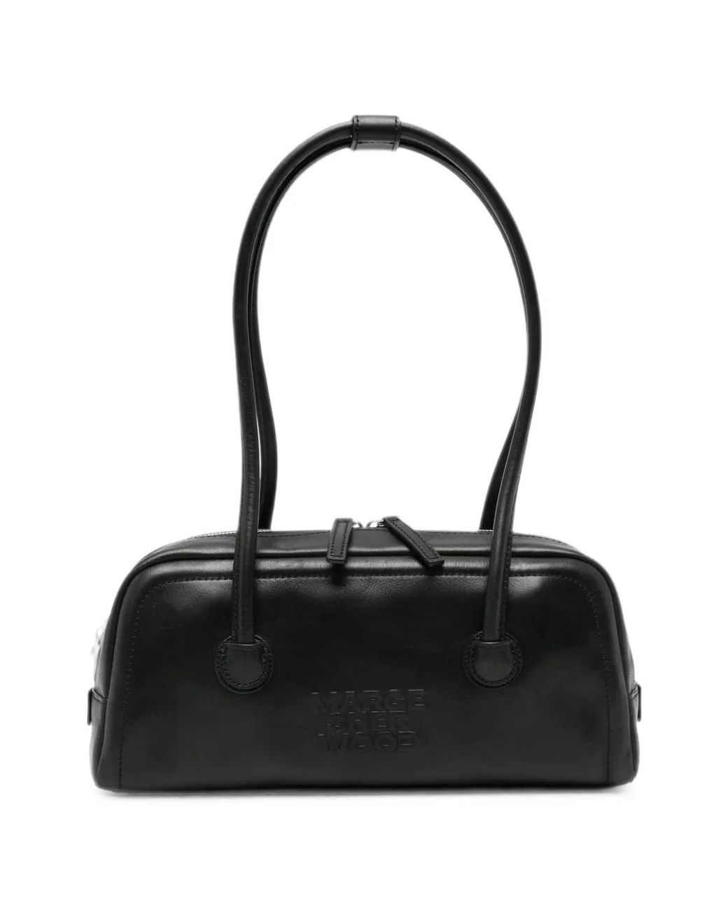 MARGE SHERWOOD Black Logo-Debossed Leather Shoulder Bag