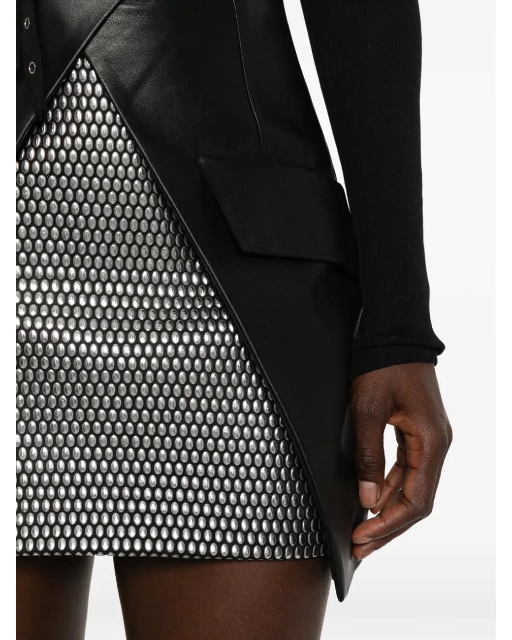 MITILIANE COUTURE Black Stud-Embellished Paneled Mini Skirt