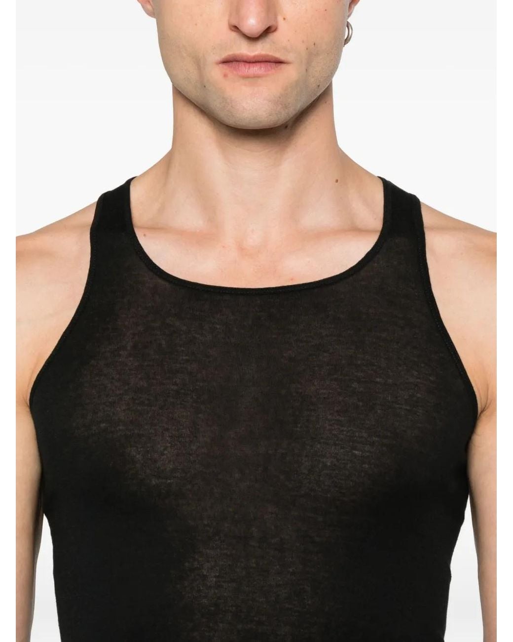 Rick Owens Black Basic Rib Tank Top for men