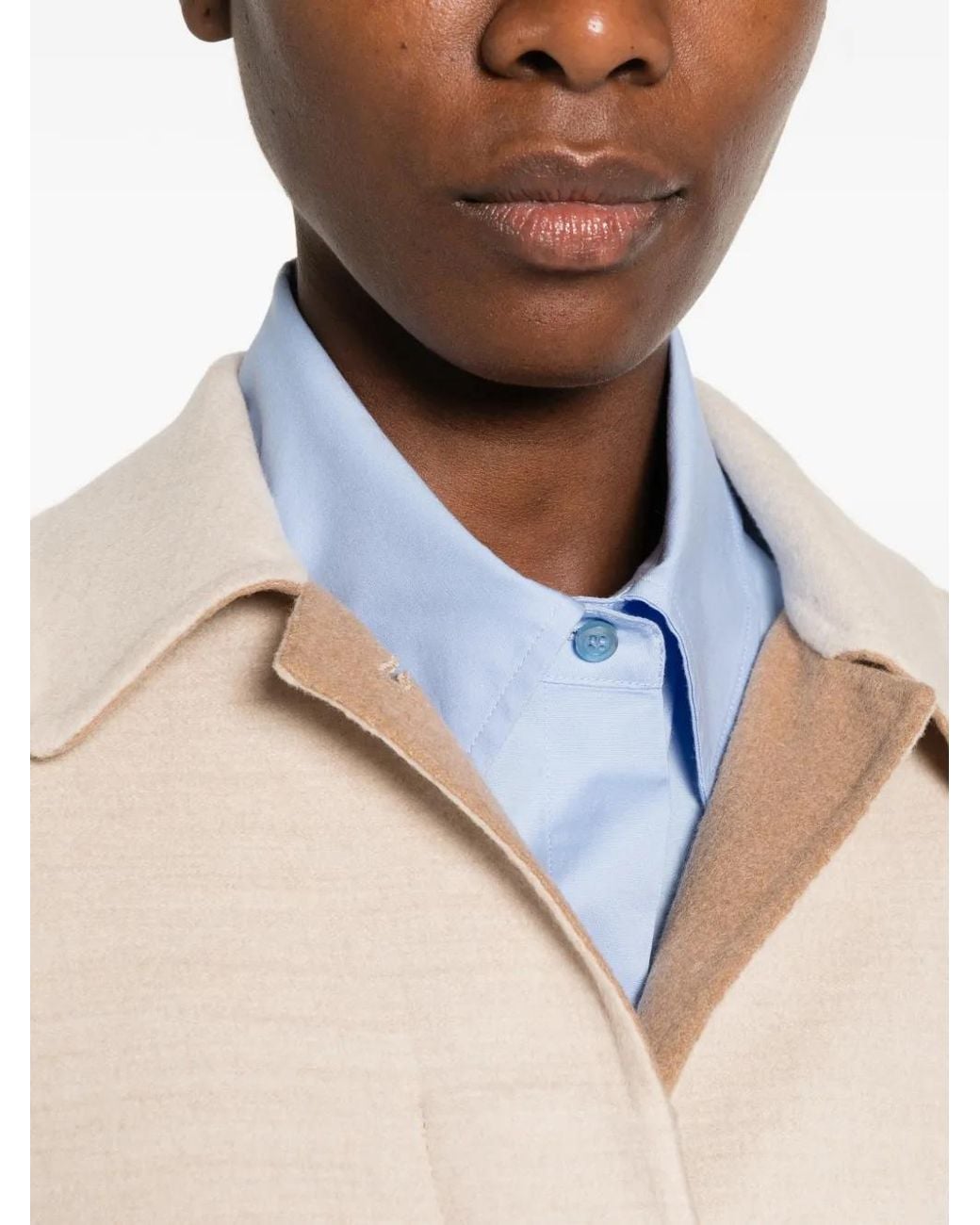 Lardini White Pierre Concealed-Front Coat