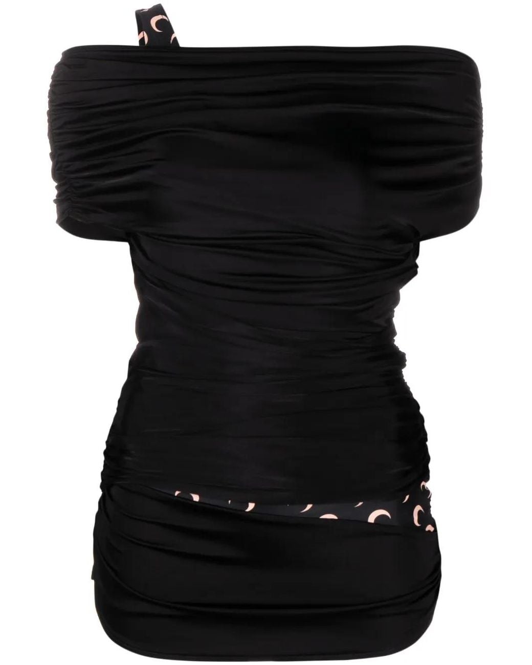 MARINE SERRE Black Body Shelter Off-The-Shoulder Top