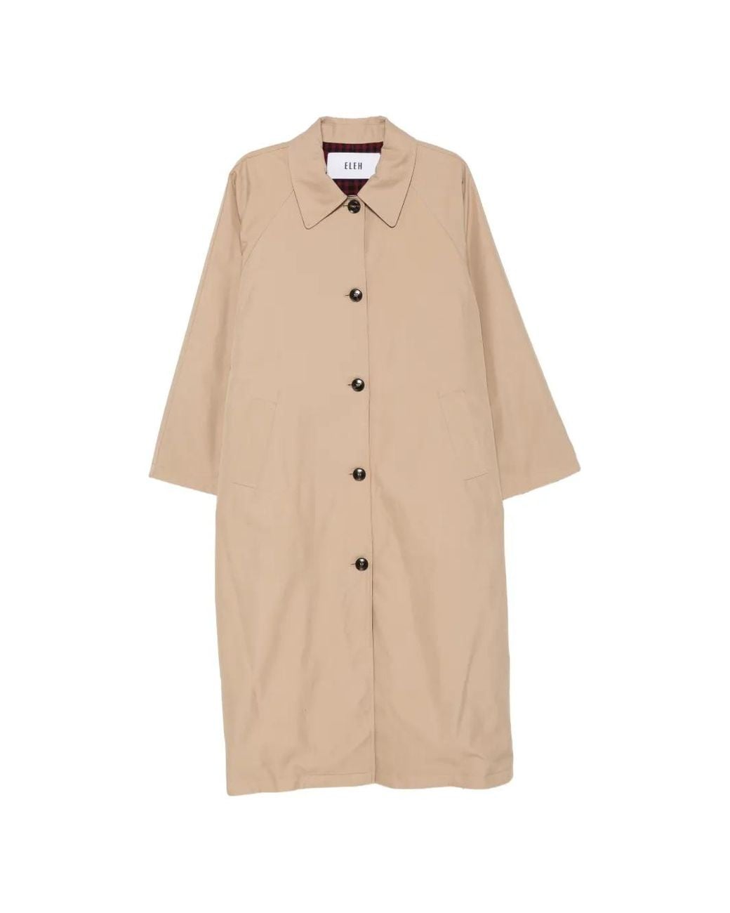 ELEH Natural Reversible Gingham-Print Coat