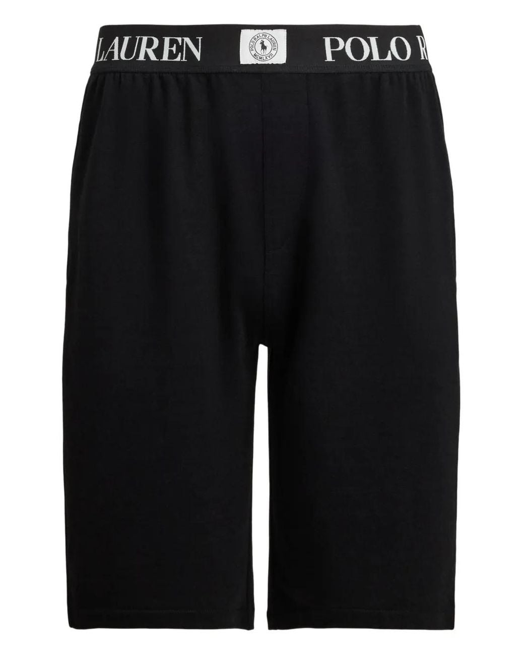 Polo Ralph Lauren Black Logo-Label Elastic Sleep Shorts for men