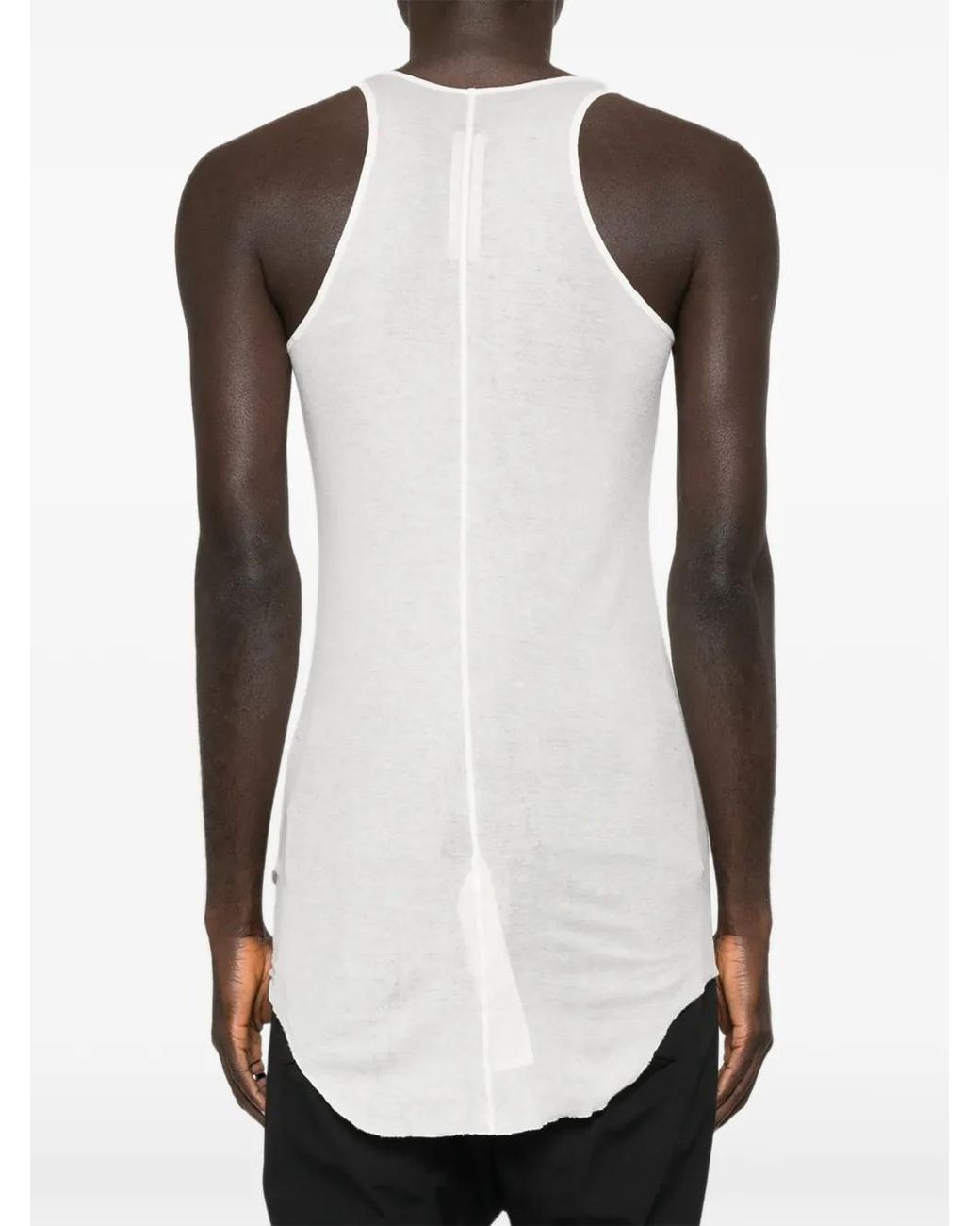 Rick Owens White Temple Basic Rib Tank for men