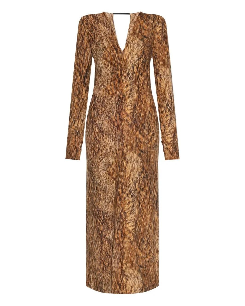 MM6 by Maison Margiela Brown Long-Sleeve Dress