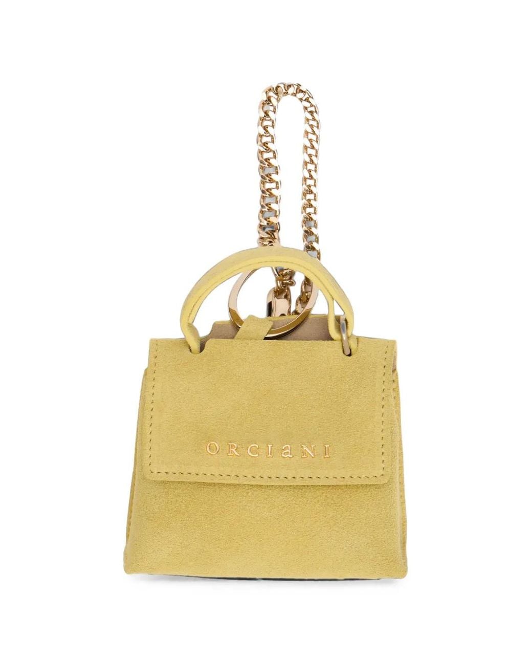 Orciani Yellow Mini Breloque Pour Sac Sveva En Daim