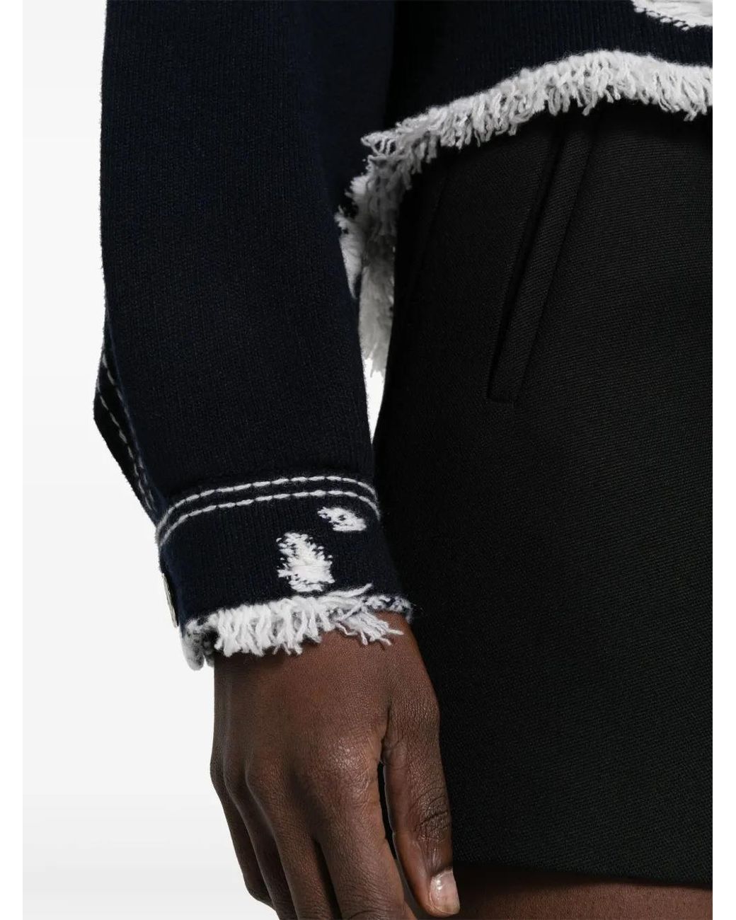 Barrie Black Fringed Denim Jacket