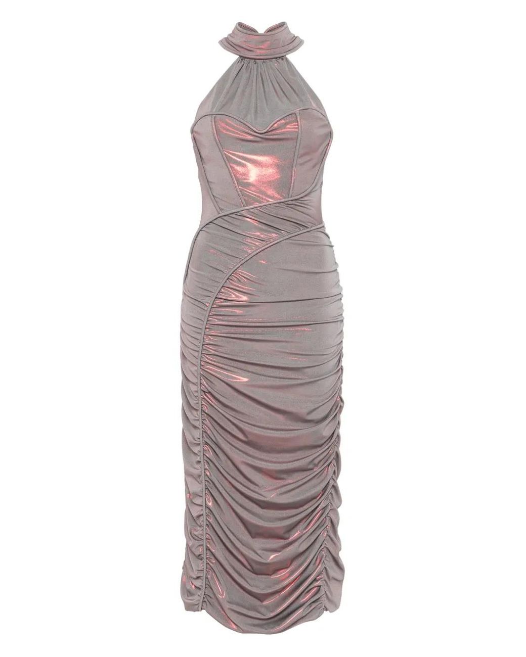MITILIANE COUTURE Gray Draped Midi Dress