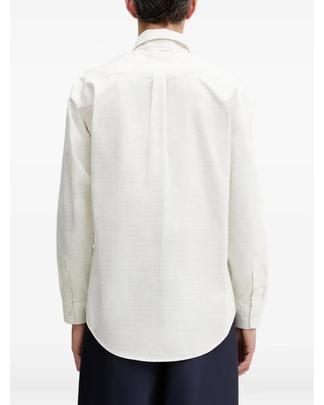 Drole de Monsieur White Check-Pattern Button-Down Shirt for men