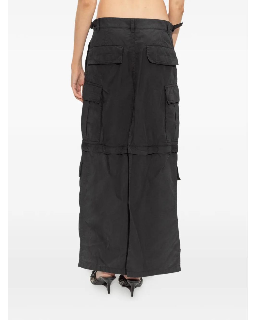 Balenciaga Black Ripstop Maxi Cargo Skirt