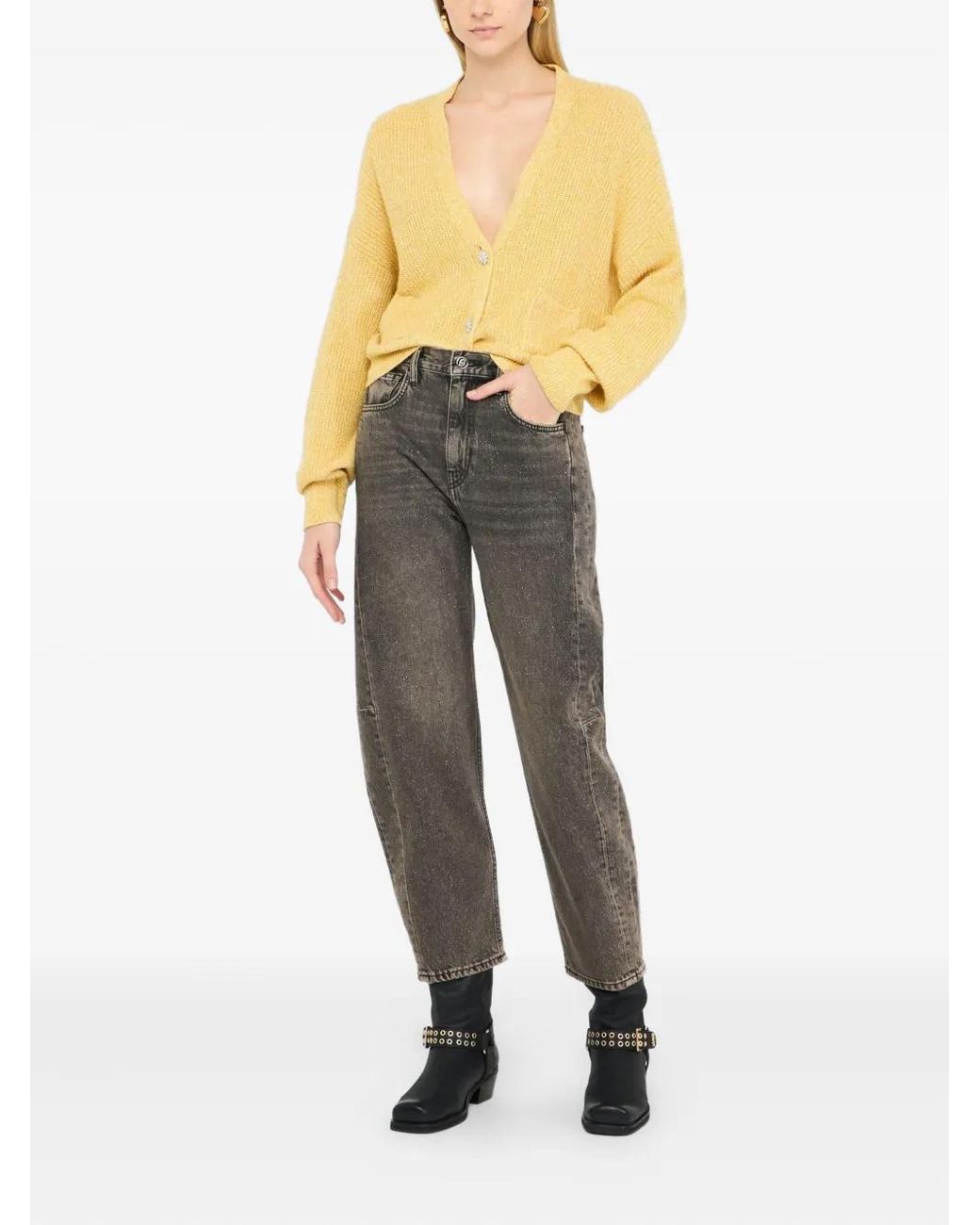 Liu Jo Gray Stonewash Logo-Patch Jeans