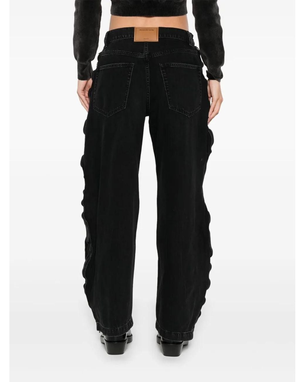 Alexander Wang Black Zip-Detail Faded Jeans