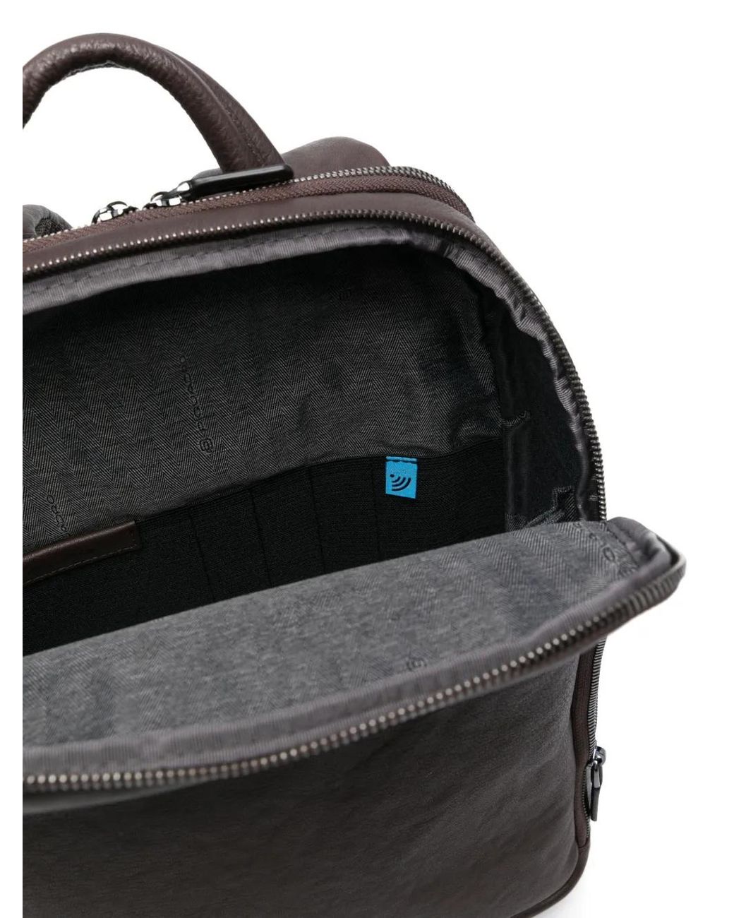 Piquadro Black Leather Backpack for men