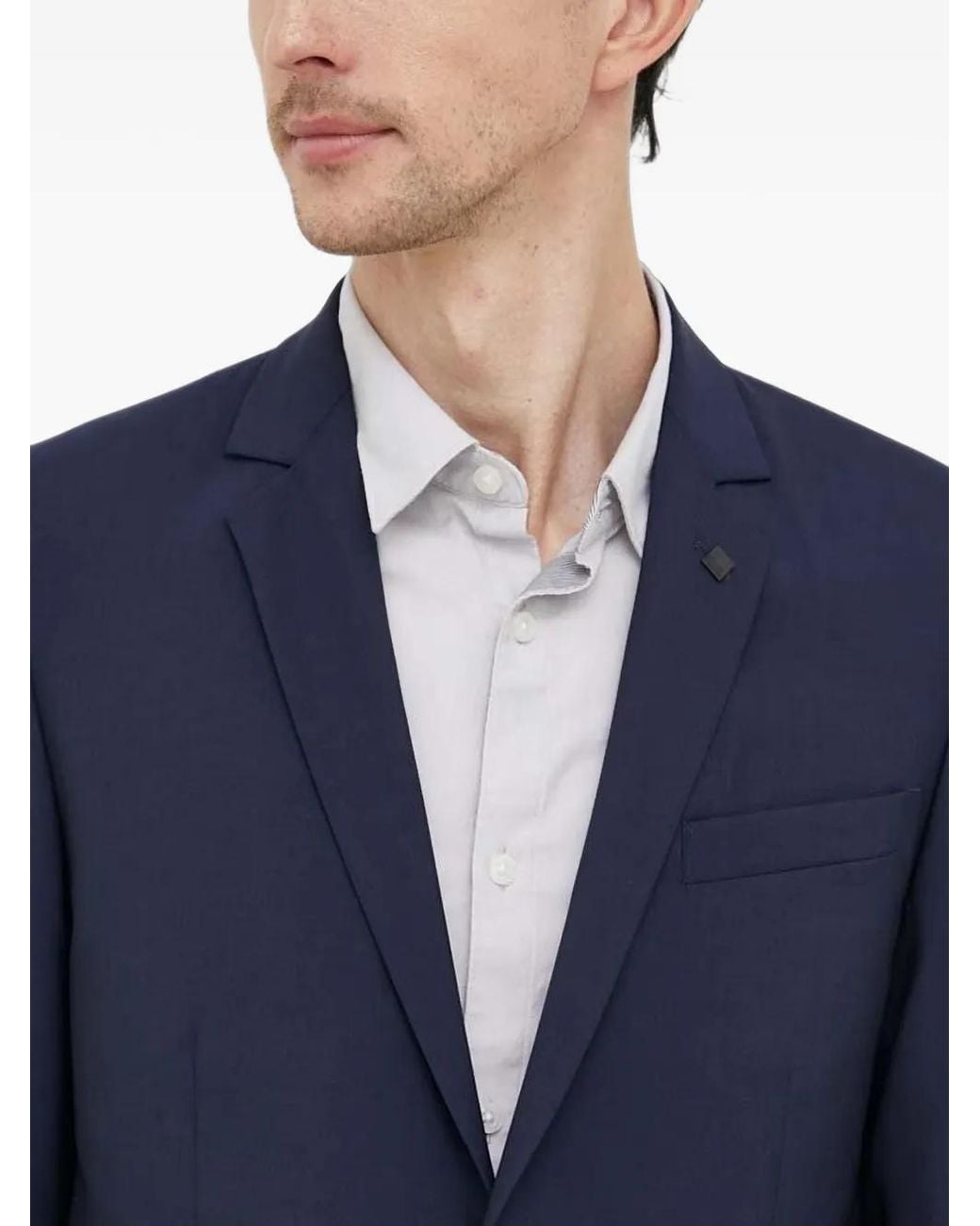 Karl Lagerfeld Blue Notch-Lapel Tailored Blazer for men