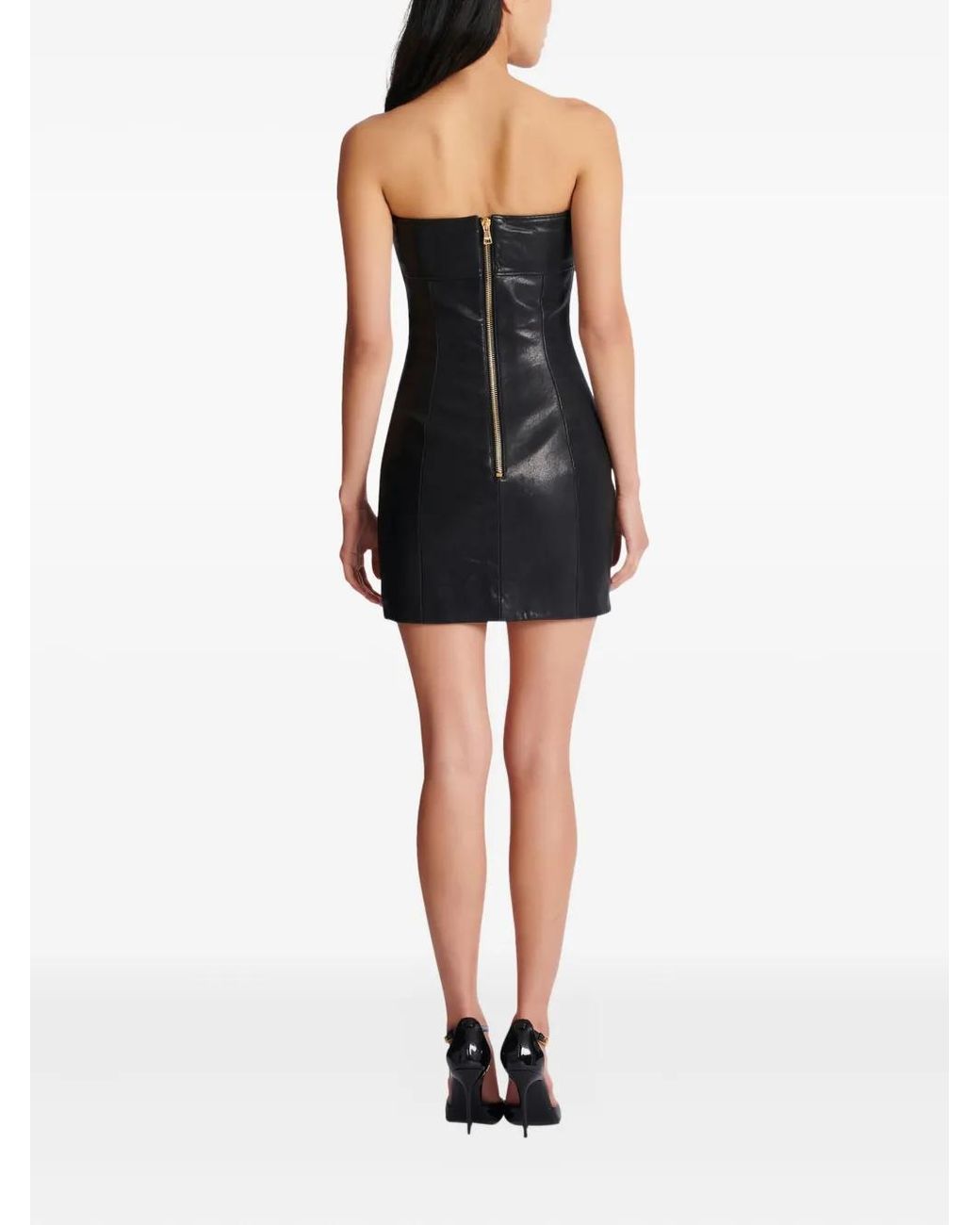 Balmain Black Buckle-Embellished Mini Dress
