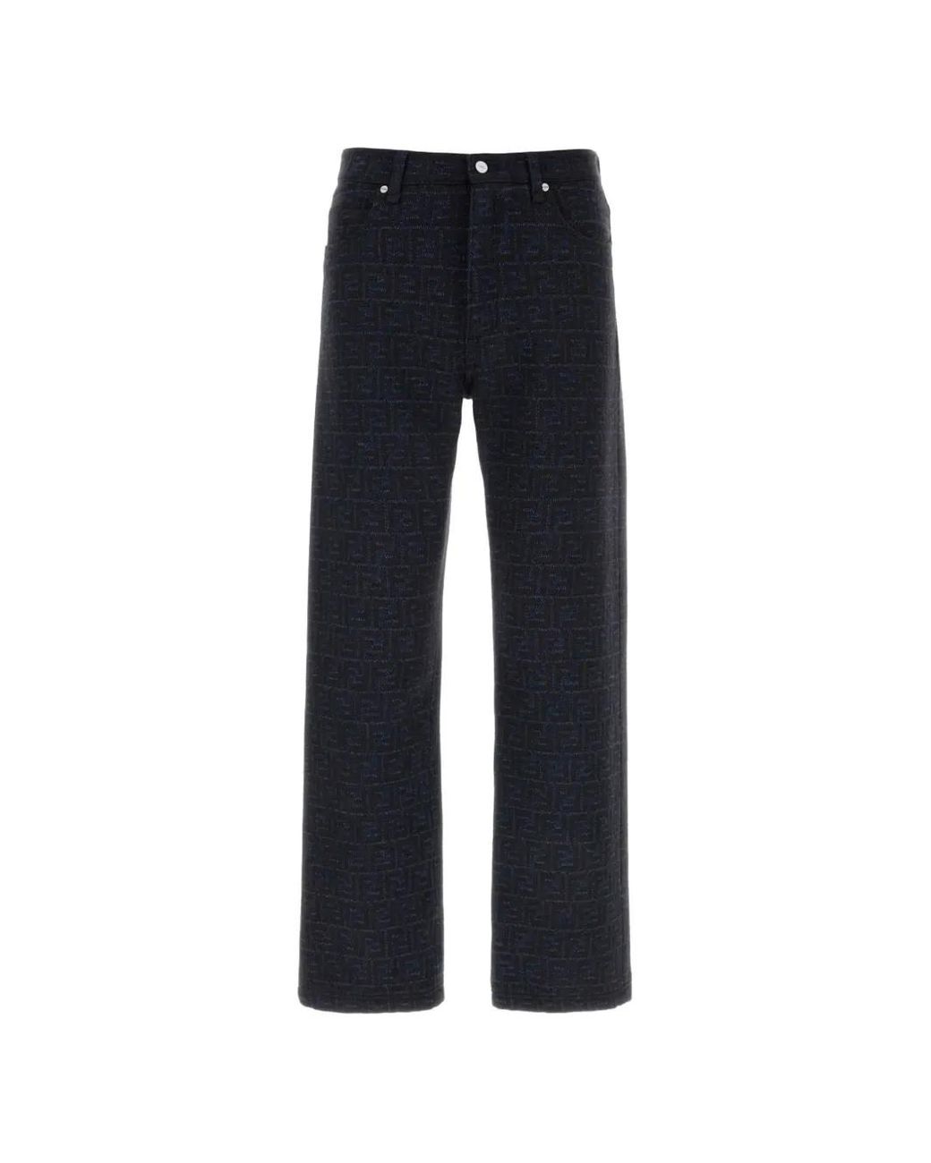 Fendi Blue Ff-Motif Jeans for men