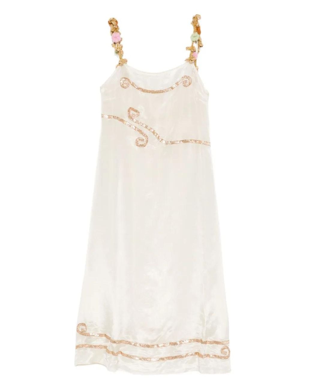 knee length dresses for ladies Maya Cream Tie-Shoulder Strappy Embellished Midi Dress – Maya Deluxe main image 1
