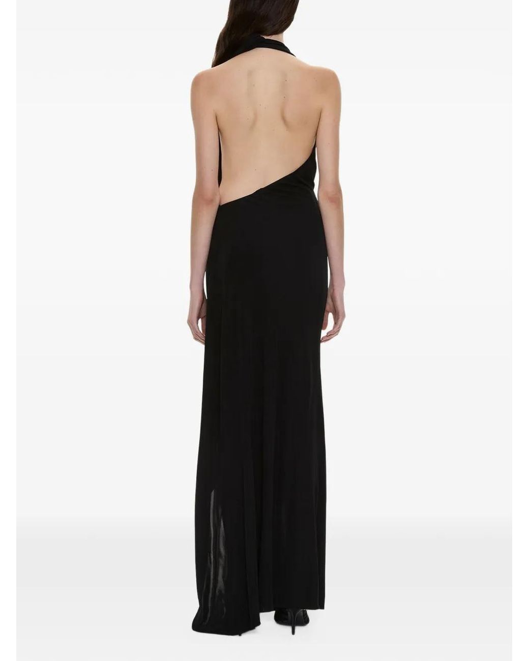 Christopher Esber Black Spire Cascade Asymmetric Maxi Dress