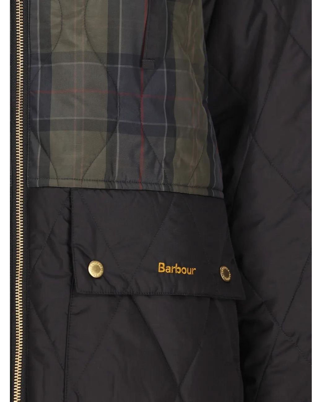 Barbour Black Osbourne Quilted Tartan-Panelled Jacket