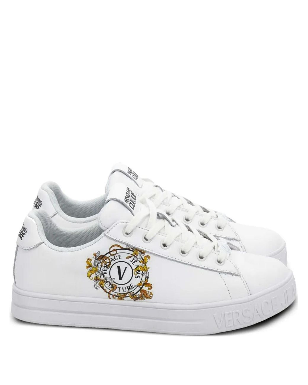 Versace Jeans Couture White Logo-Print Sneakers