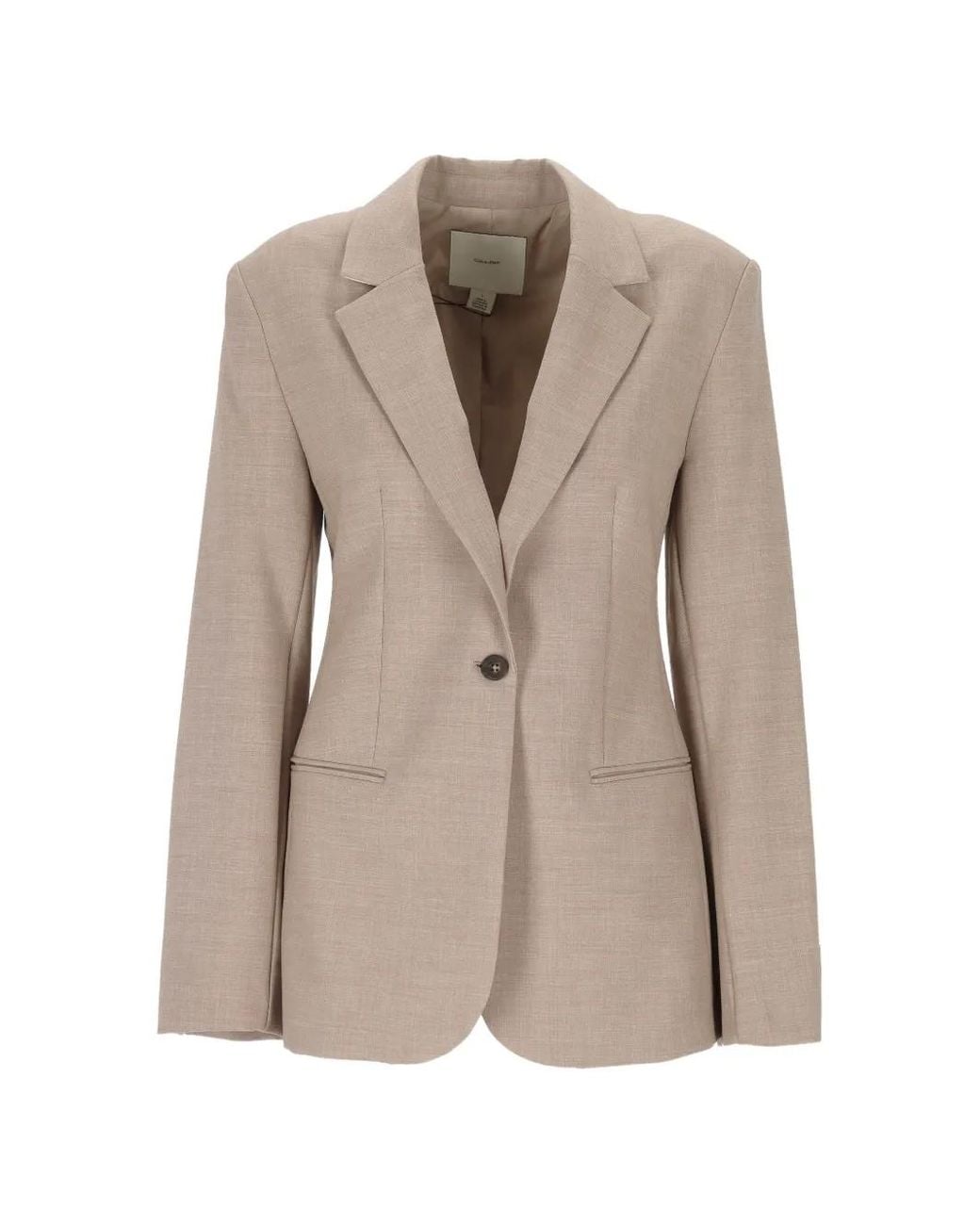 Calvin Klein Natural Single-Breasted Buttoned Blazer