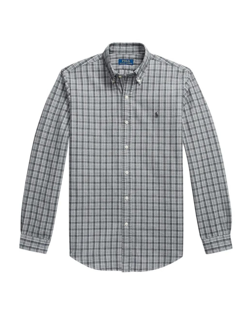 Polo Ralph Lauren Gray Oxford Plaid Shirt for men