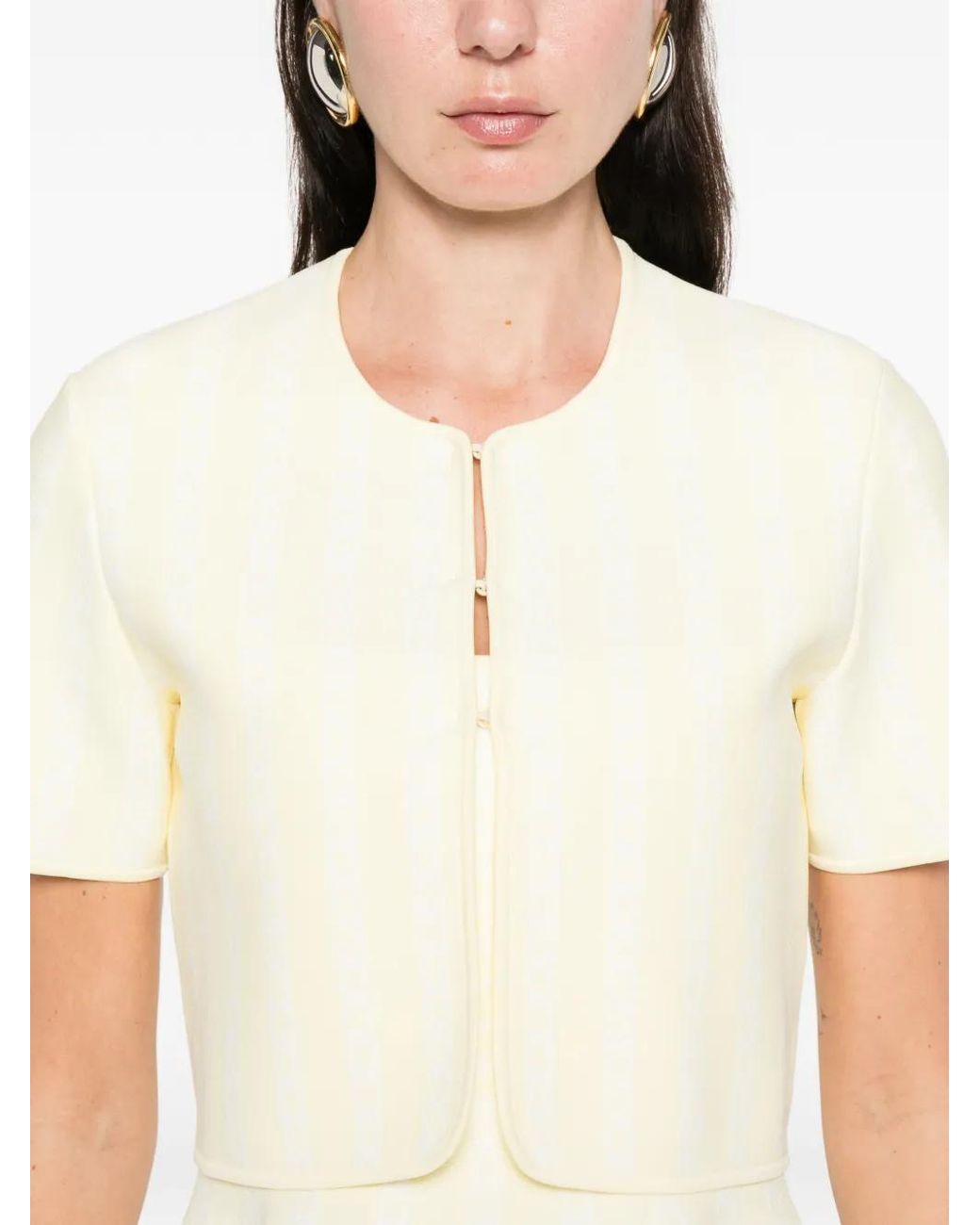 Maje Natural Cropped Knit Cardigan