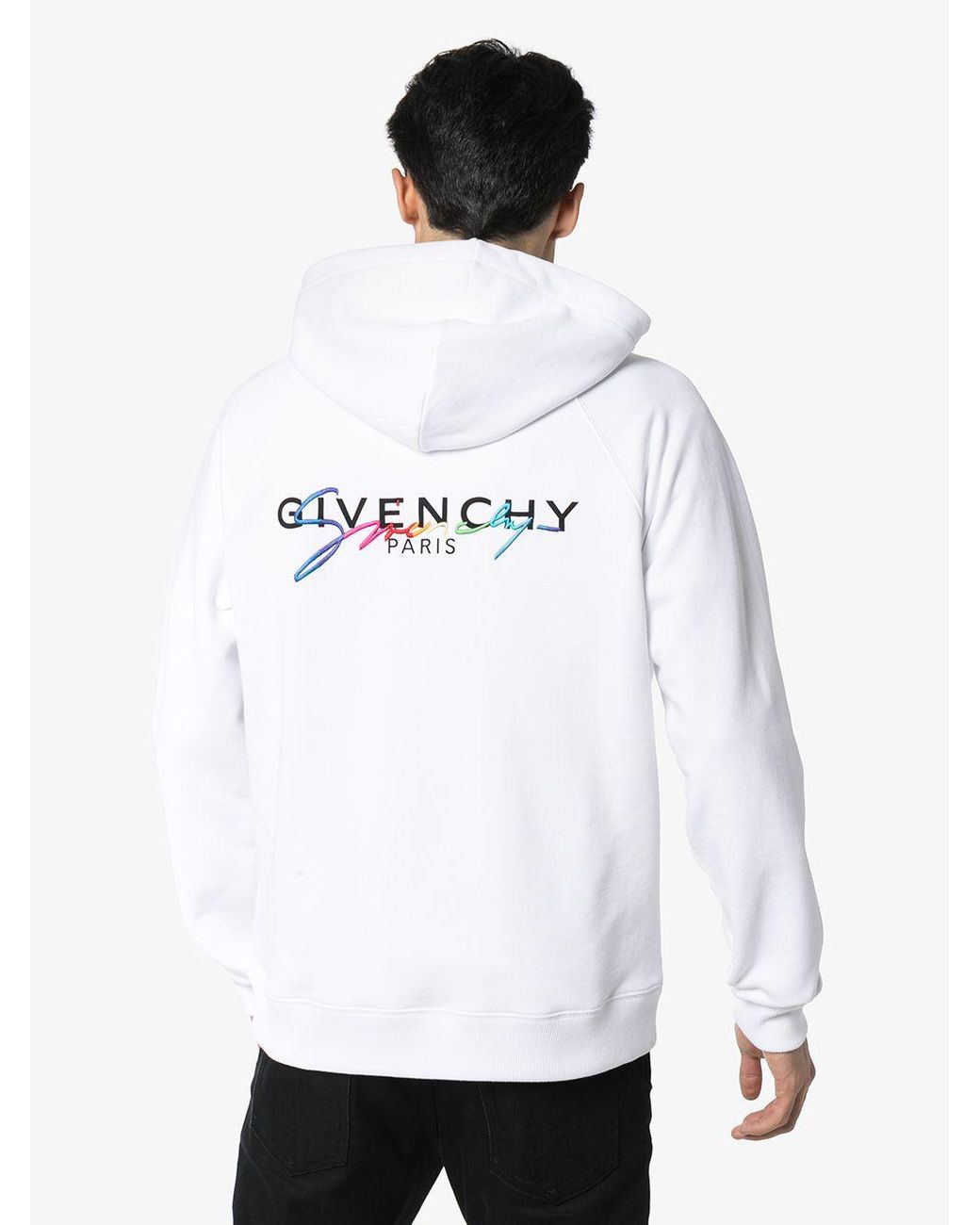 Givenchy Rainbow Logo-print Zipped Hoodie in White for Men | Lyst