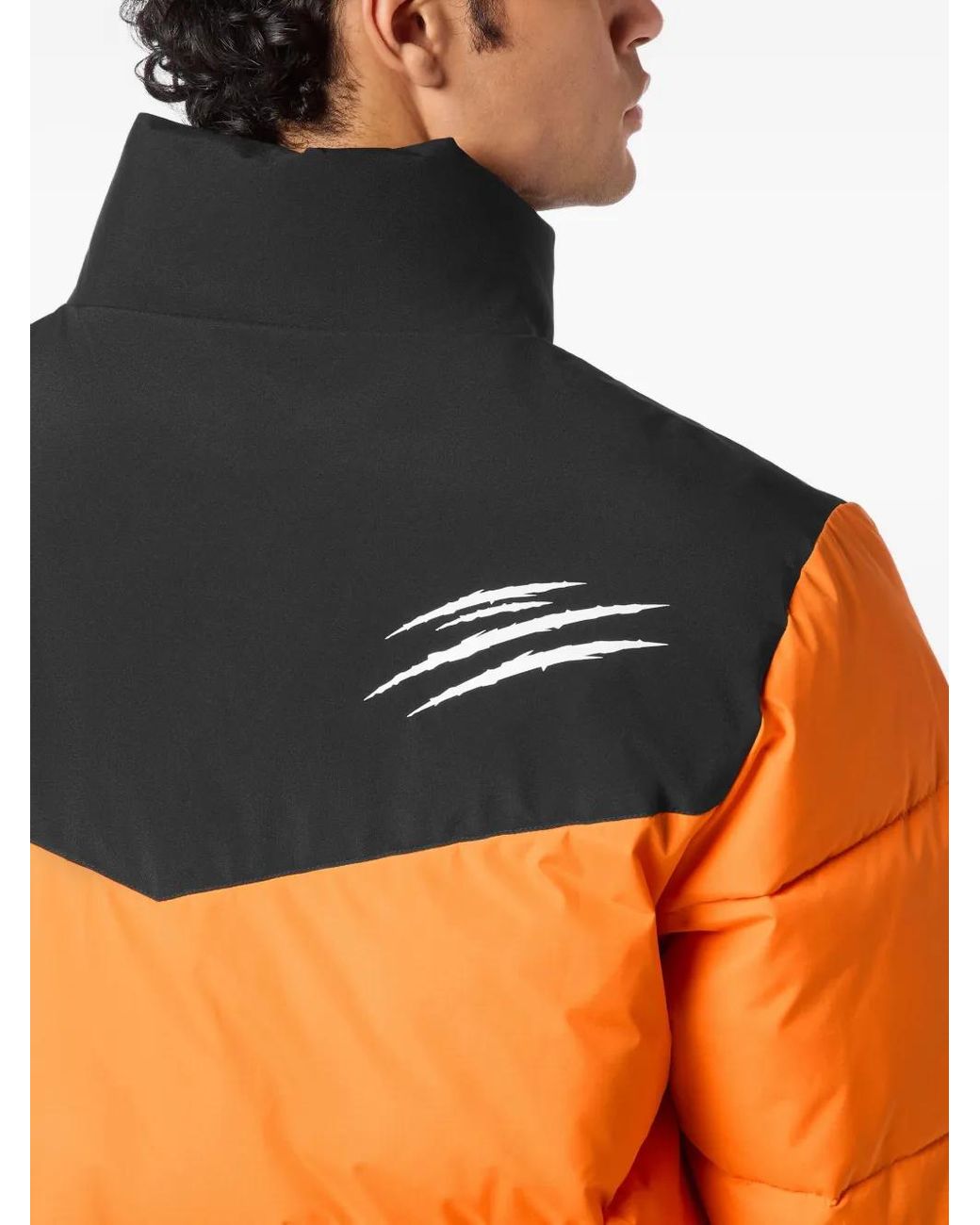 Philipp Plein Orange Scratch Puffer Jacket for men