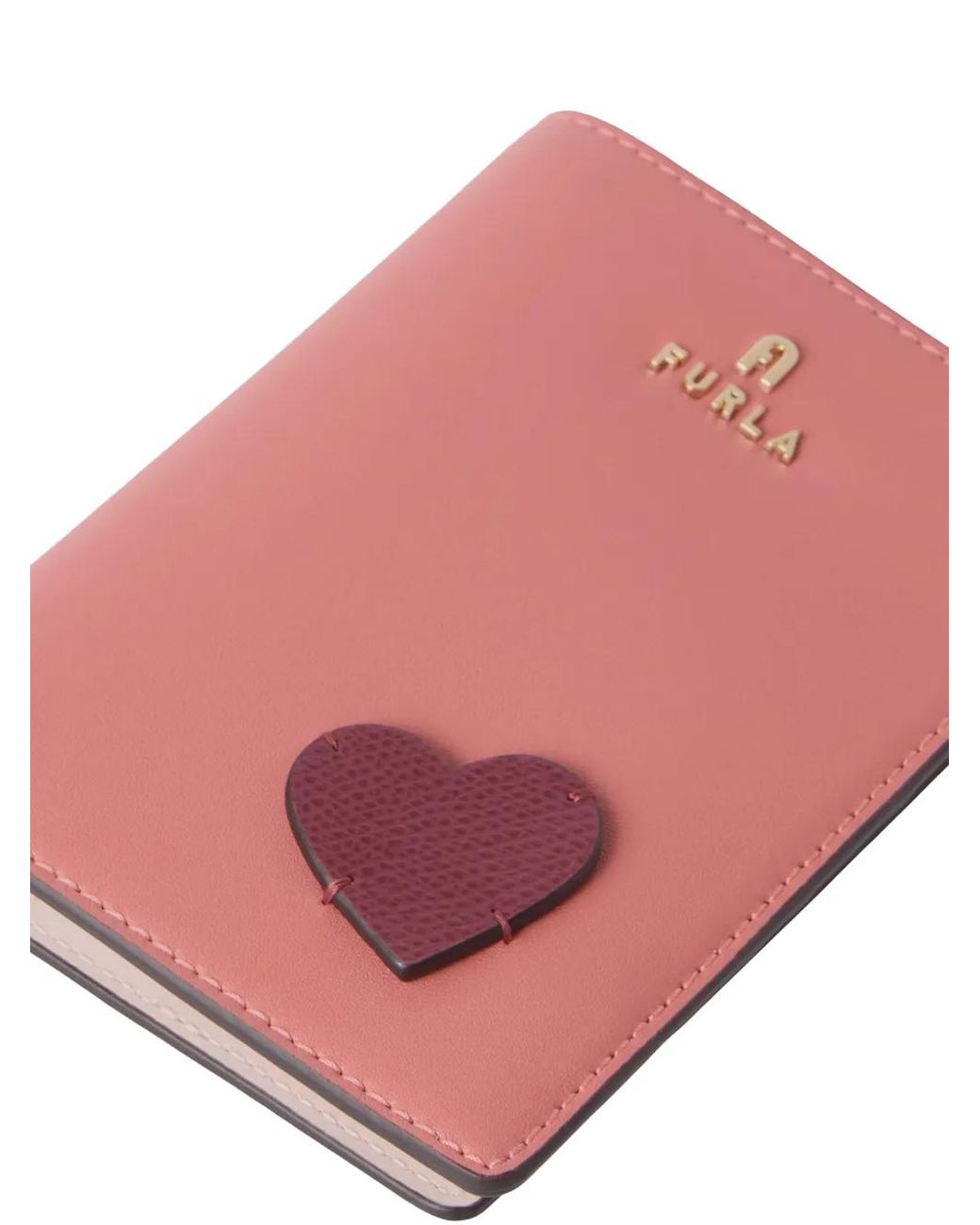 Furla Pink Camelia Pass-Etui Mit Herz-Patch