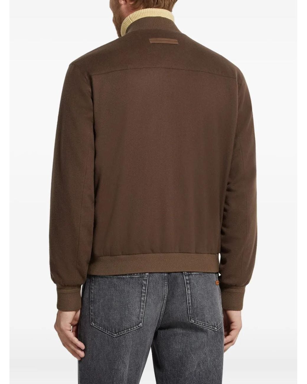 Zegna Brown Oasi-Cashmere Bomber Jacket for men