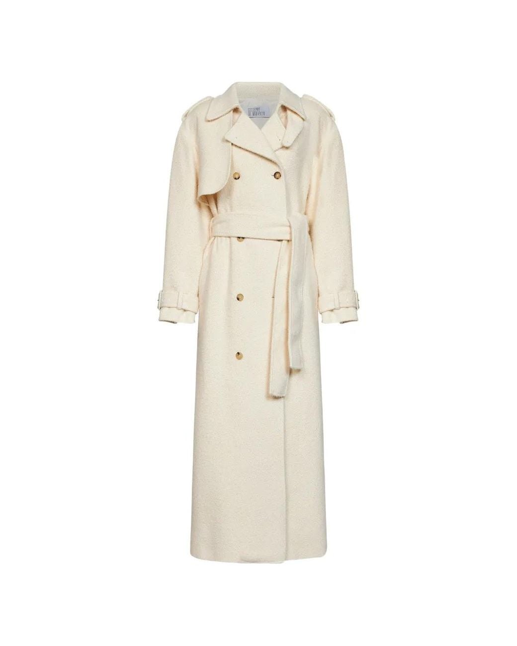 GIUSEPPE DI MORABITO White Double-Breasted Belted Coat