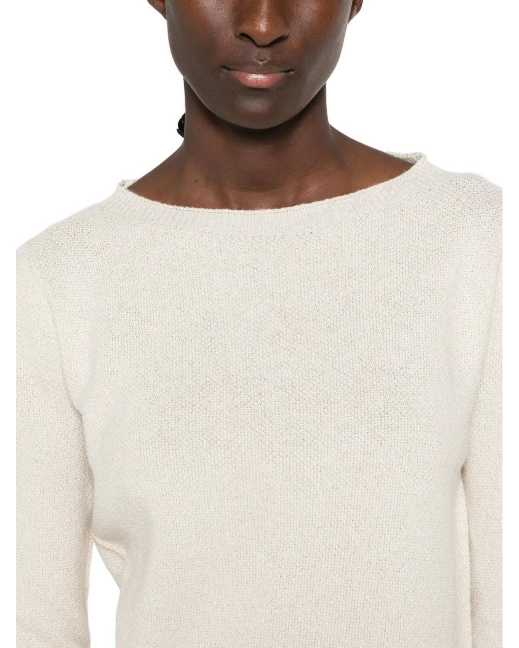 Fabiana Filippi Natural Fine-Knit Three-Quarter-Sleeve Sweater
