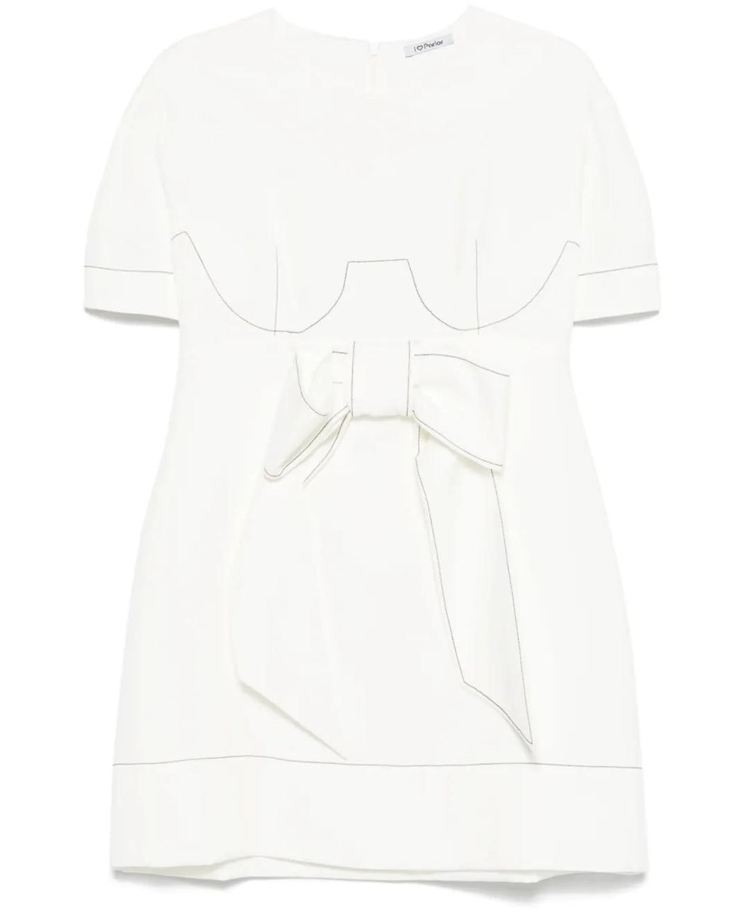 Parlor White Contrast-Stitching Mini Dress