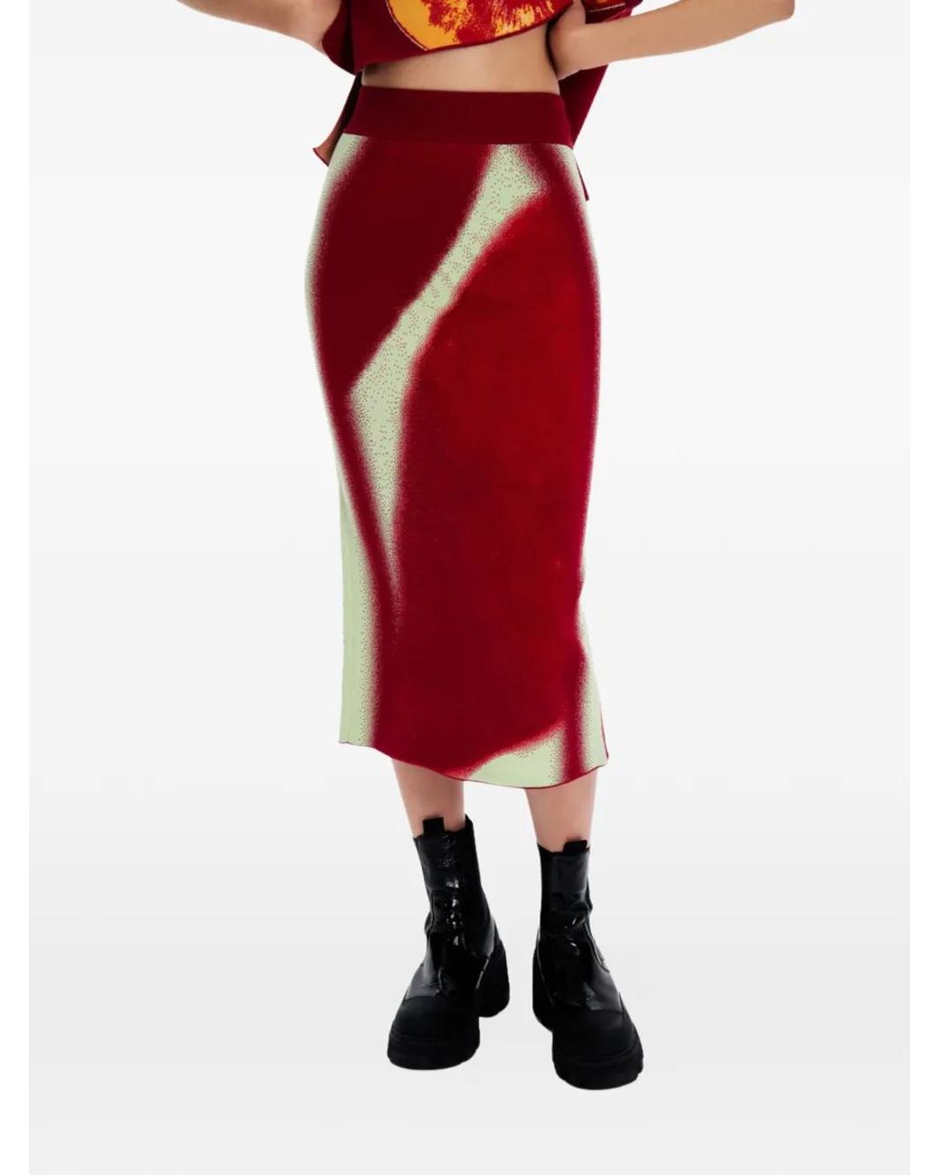Ph5 Red Sophie Split Midi Skirt