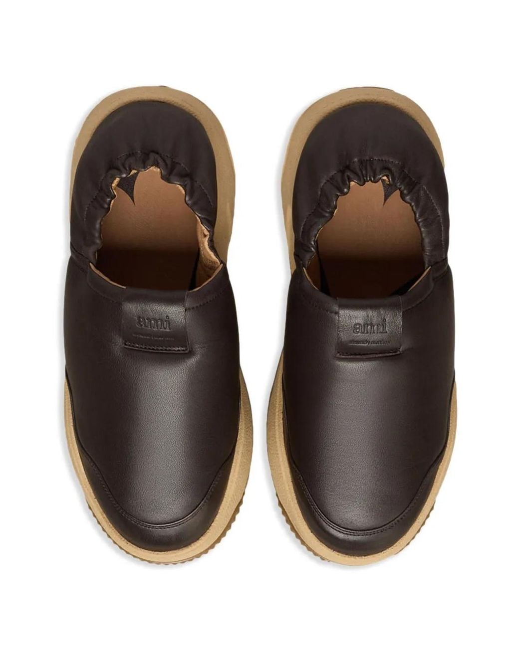 AMI Brown Slip-On Leather Sneakers