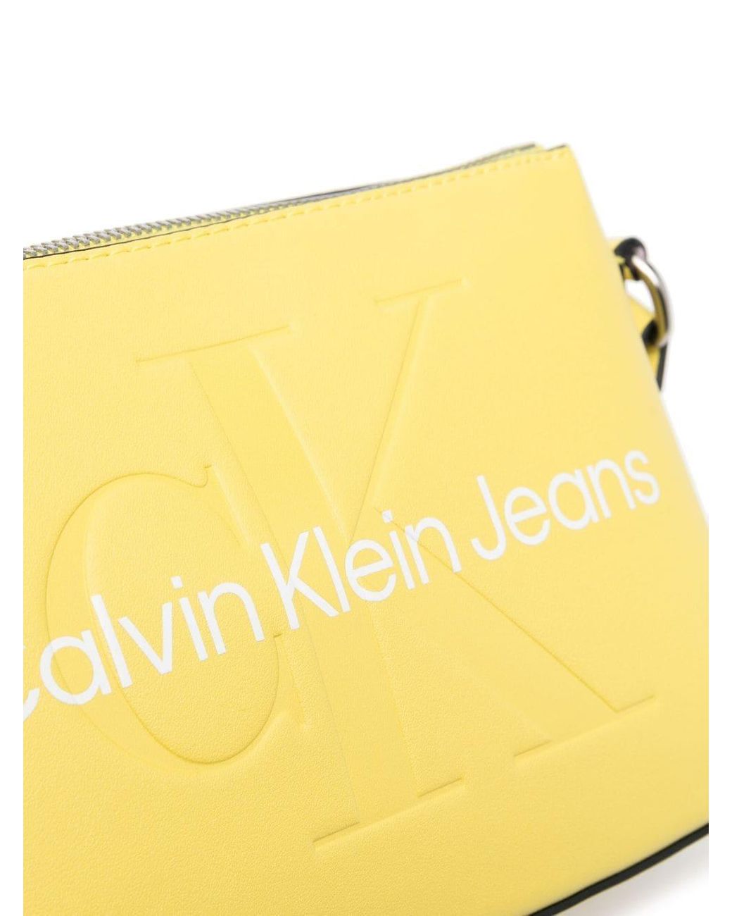 Calvin Klein Jeans faux leather monogram logo shoulder bag in black