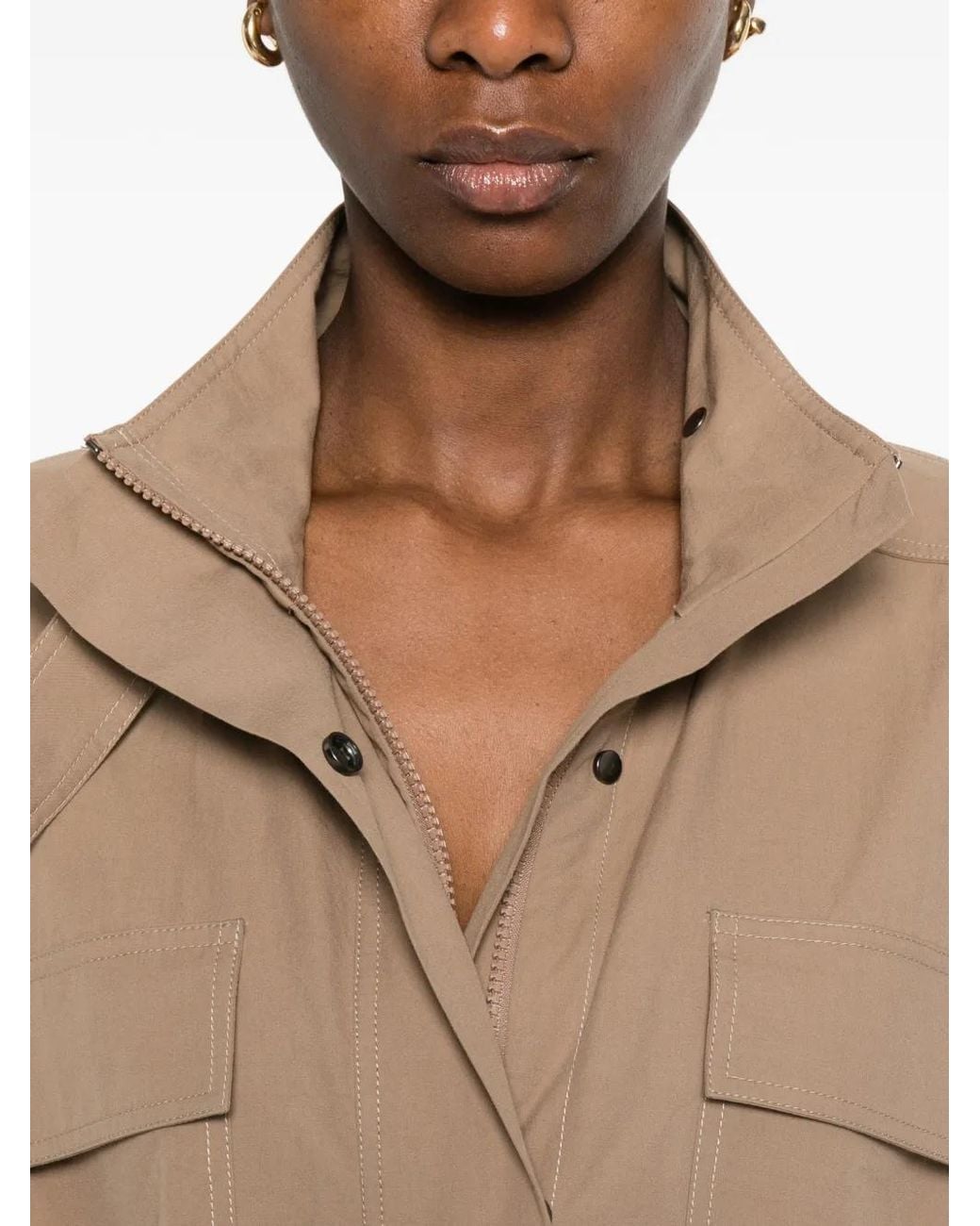 Brunello Cucinelli Natural Flap-Pocket Maxi Dress