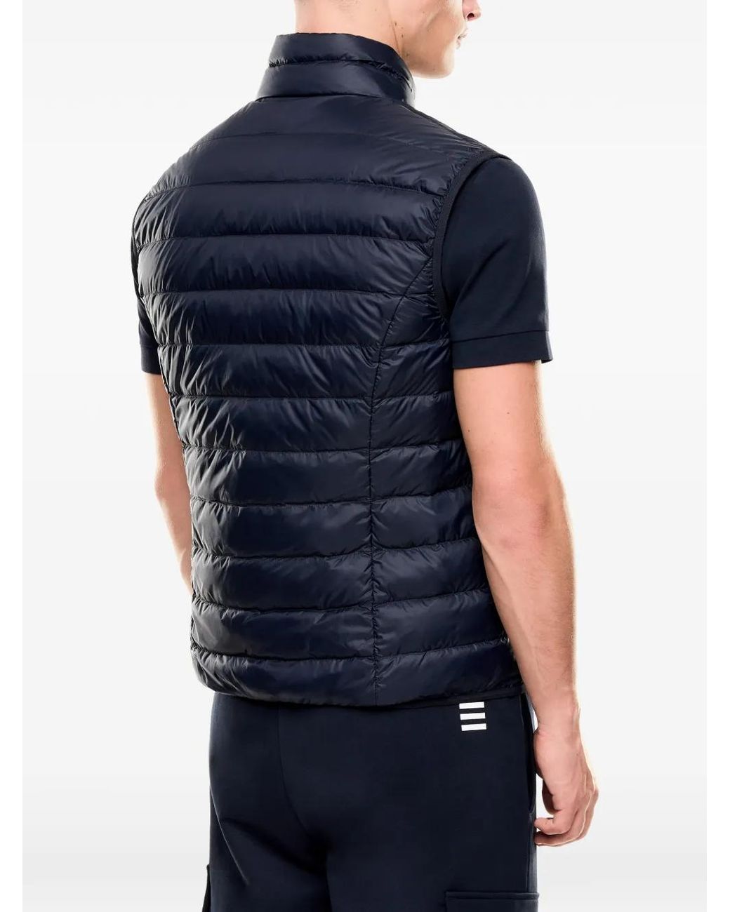 Chaleco Acolchado Con Logo Estampado EA7 de hombre de color Blue