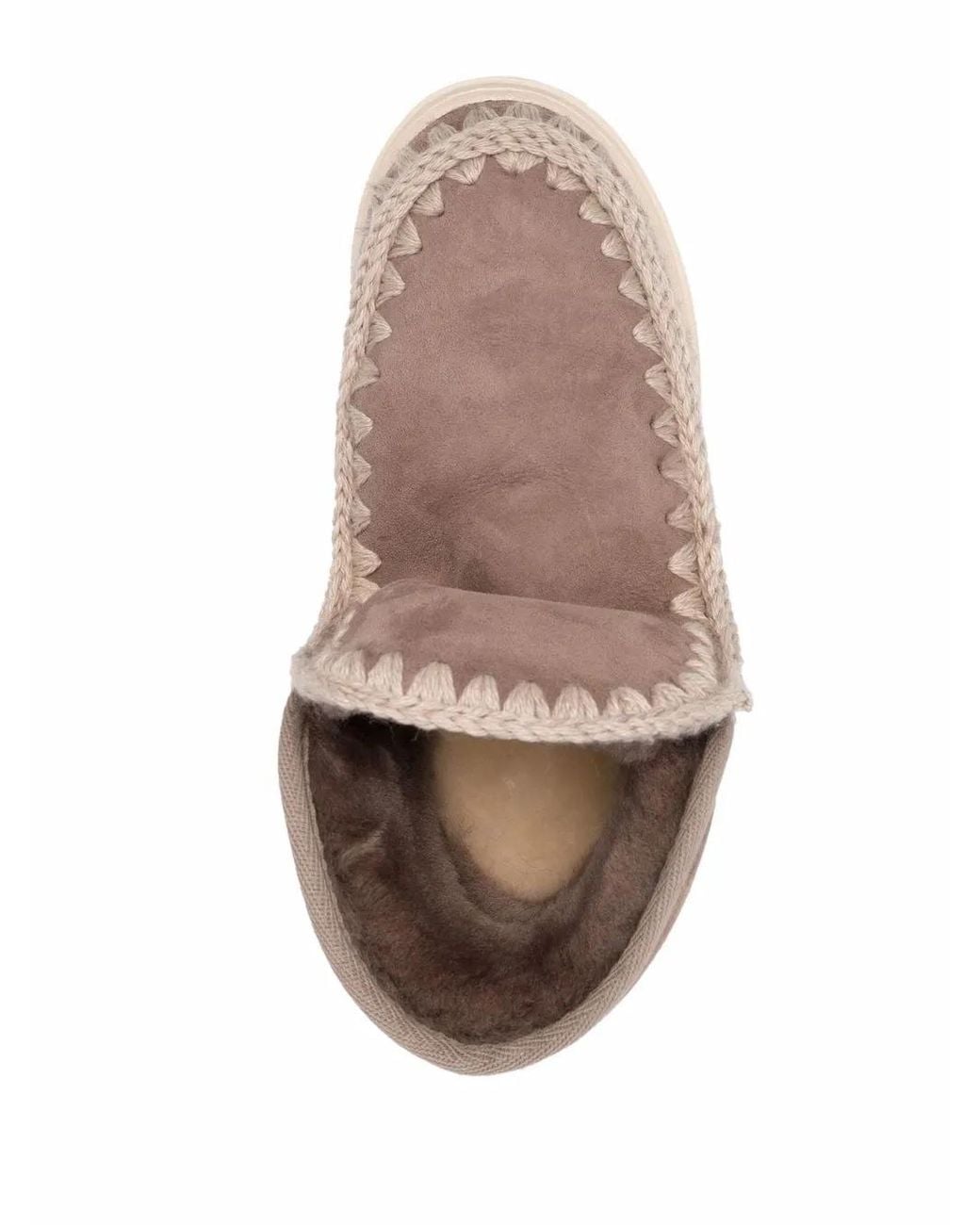 Mou Brown Crochet Stitch-Trim Sneaker Boots