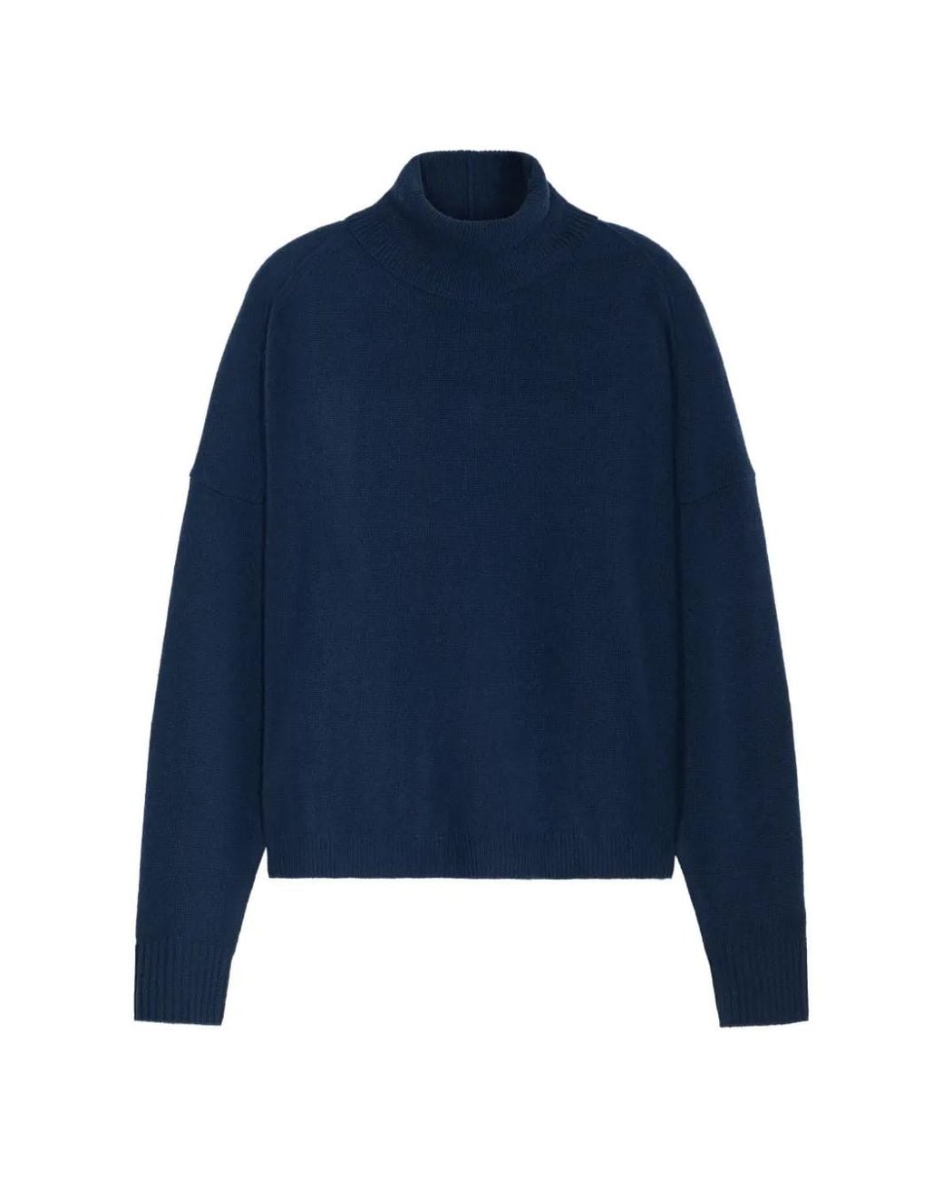 Closed Blue Roll-Neck Drop-Shoulder Sweater